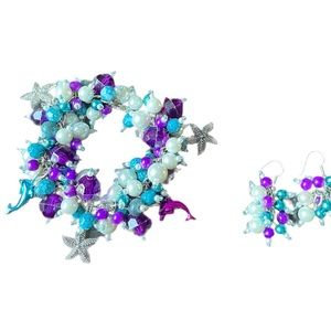 Handmade Dolphin Charm Bracelet + Earrings